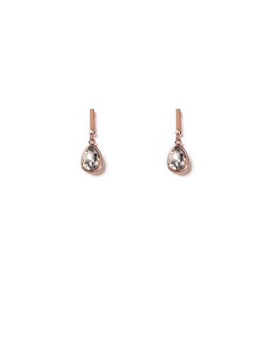 Crystal Rose Gold Tone Pave Diamante Tear Drop Earrings