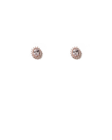 Crystal Rose Gold Tone Diamante Crystal Oval Stud Earrings