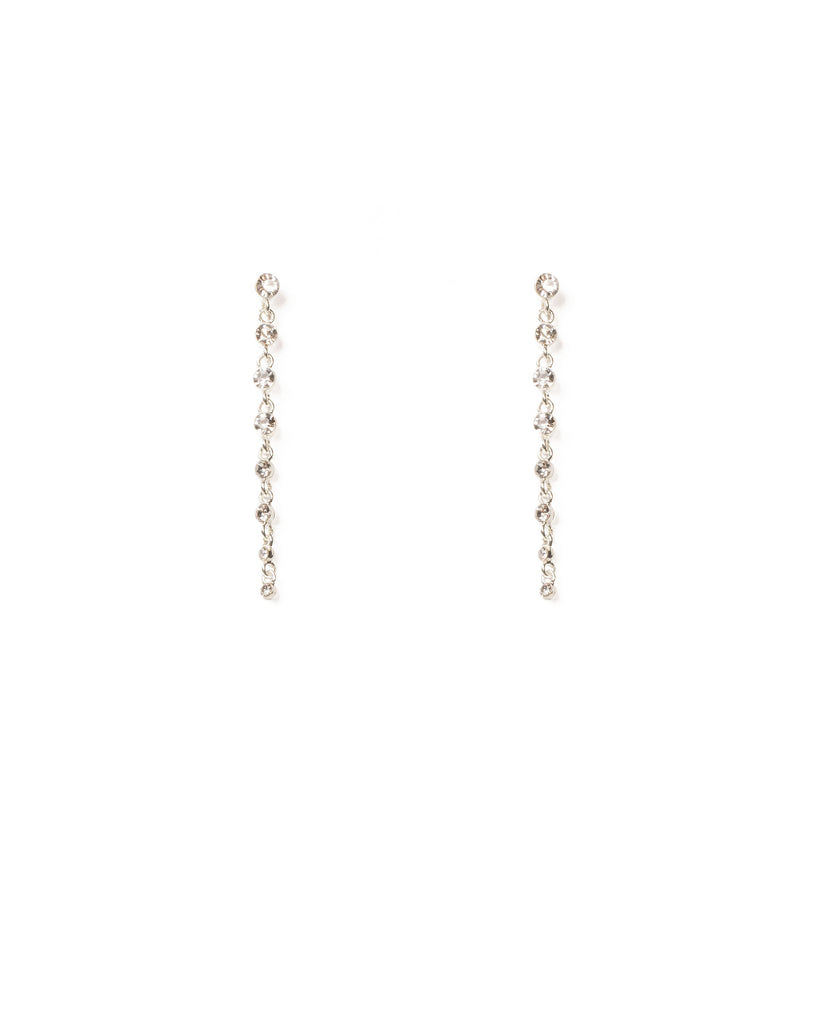 Crystal Silver Tone Stone Drop Earrings