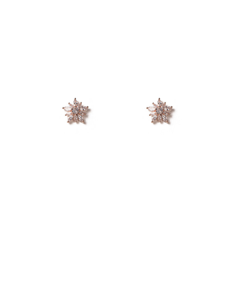 Crystal Rose Gold Tone Pave Star Stud Earrings
