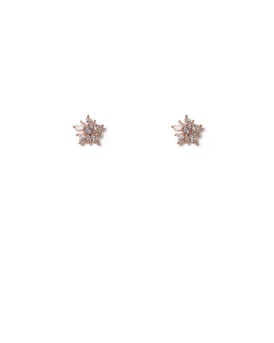 Crystal Rose Gold Tone Pave Star Stud Earrings