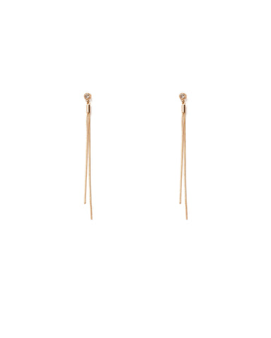 Crystal Gold Tone Fine Chain Tassel Drop Earrings