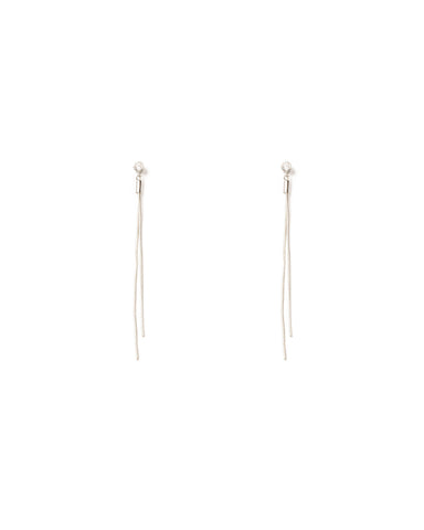 Crystal Silver Tone Fine Chain Tassel Drop Earrings