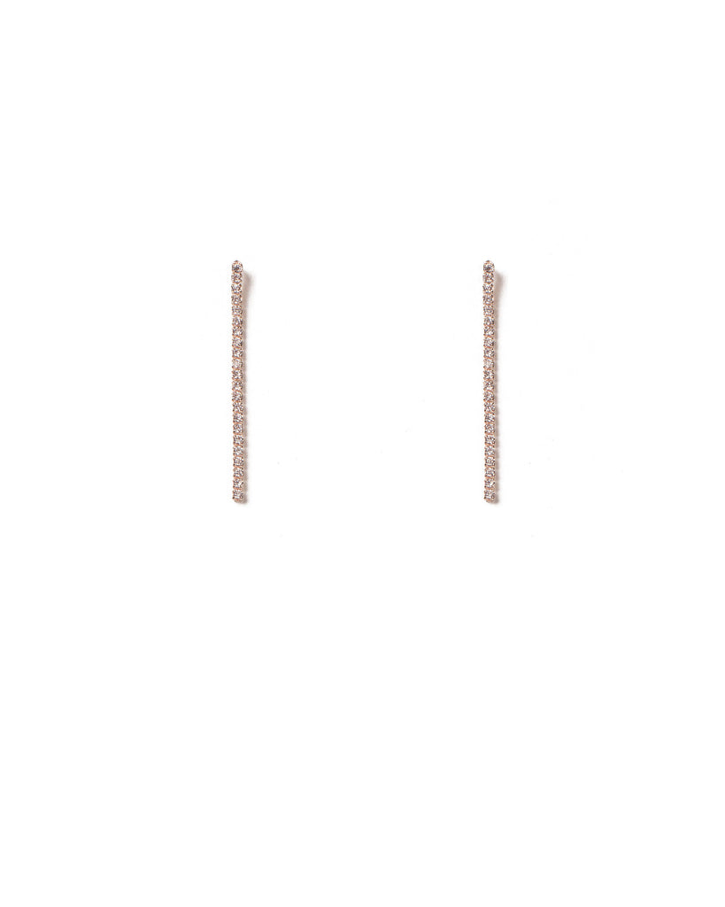 Crystal Rose Gold Tone Pave Fine Chain Drop Earrings
