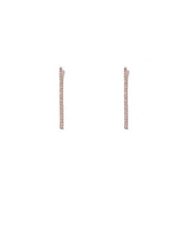 Crystal Rose Gold Tone Pave Fine Chain Drop Earrings