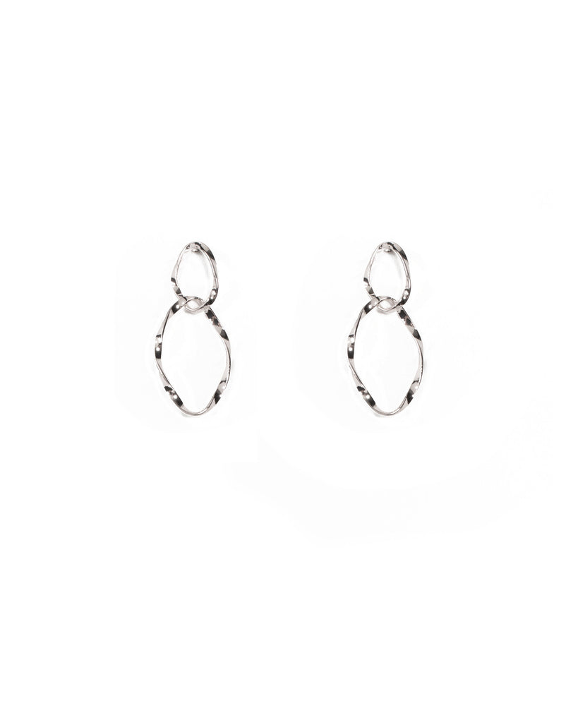 Silver Tone Organic Double Hoop Earrings