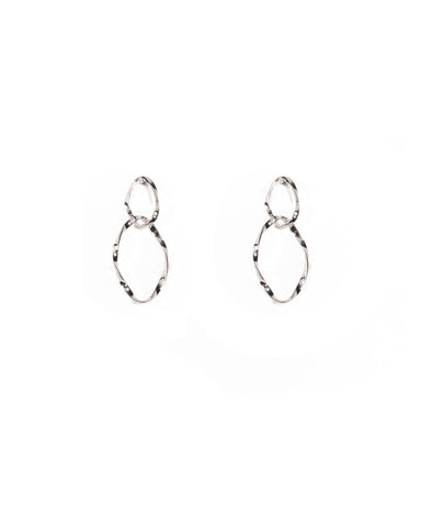 Silver Tone Organic Double Hoop Earrings