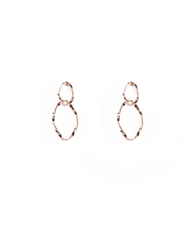 Rose Gold Tone Organic Double Hoop Earrings