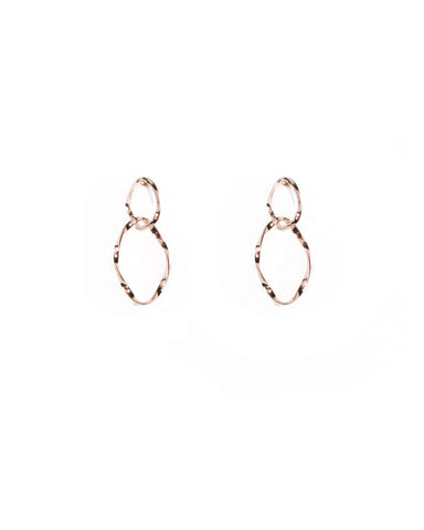 Rose Gold Tone Organic Double Hoop Earrings