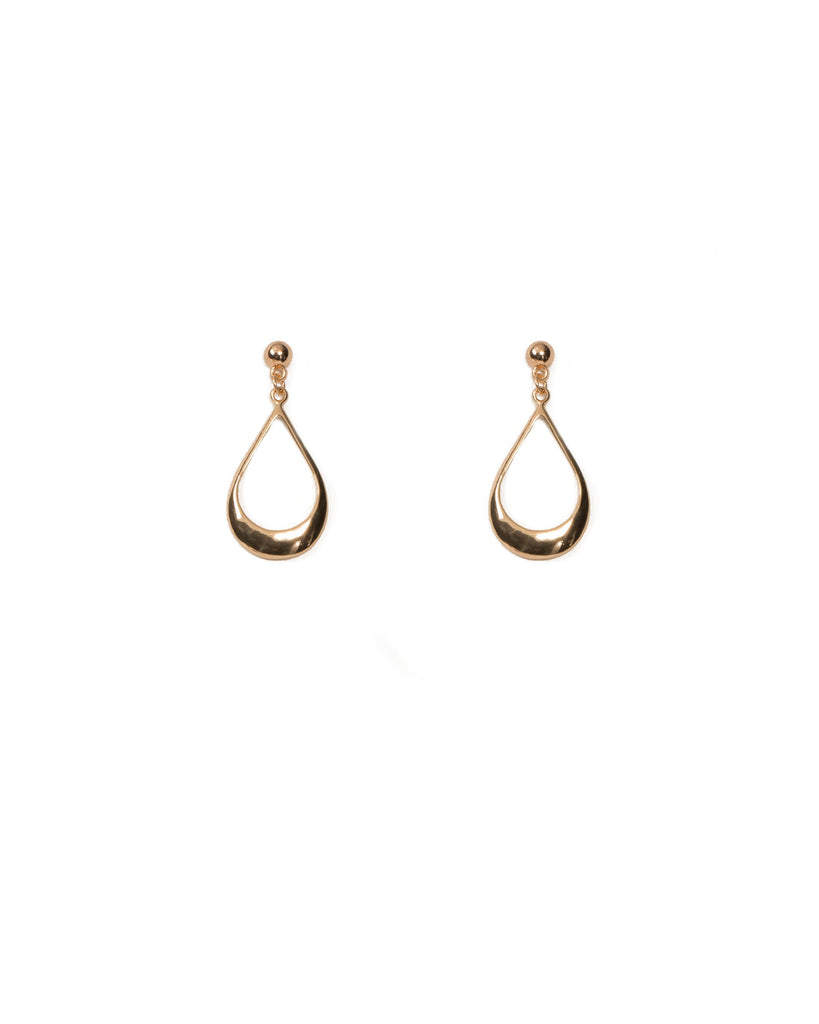 Gold Tone Metal Teardrop Earrings