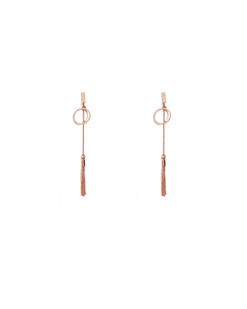 Rose Gold Tone Fine Metal Drop Earrings