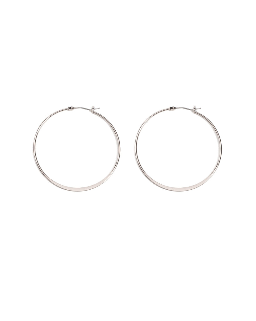 Silver Tone Large Metal Hoop Earrings