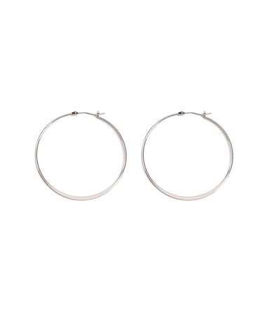 Silver Tone Large Metal Hoop Earrings