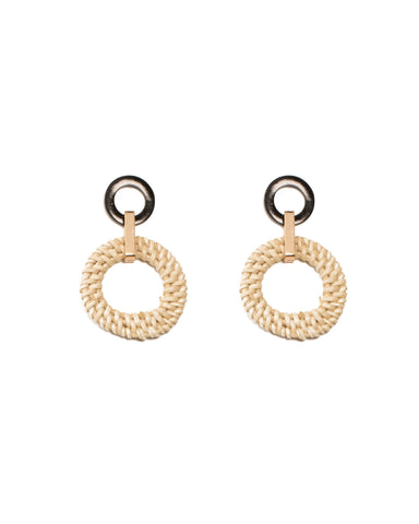 Black Gold Tone Woven Drop Statement Earrings