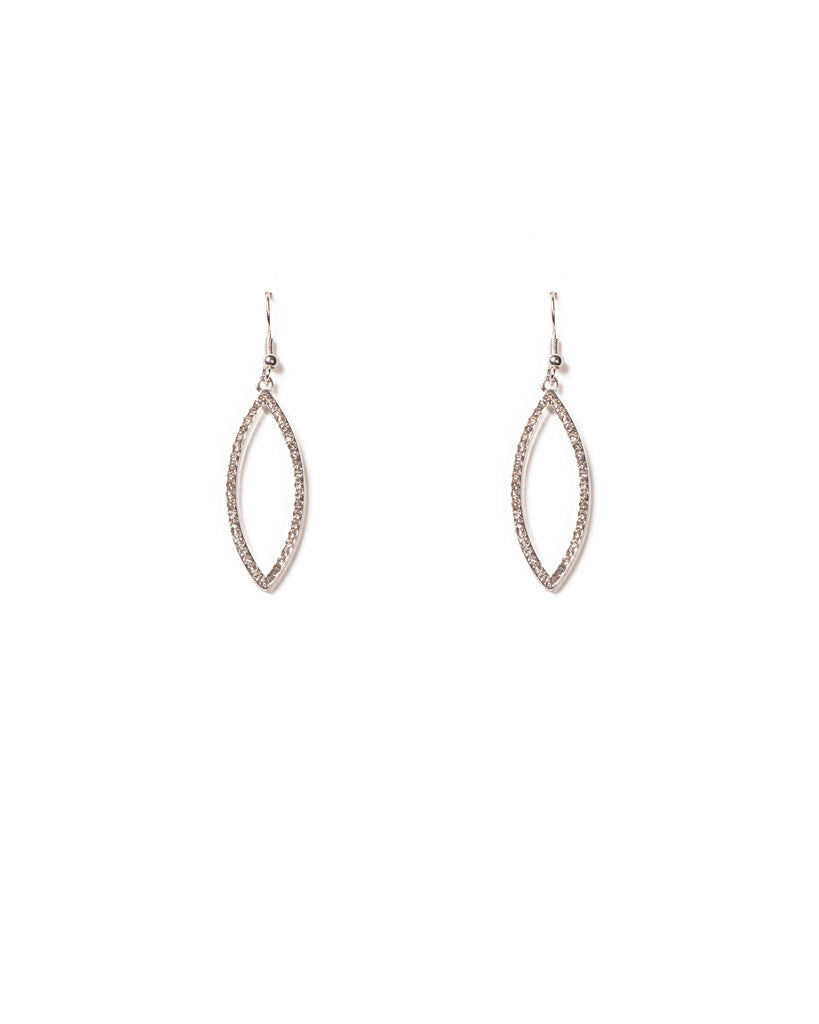 Crystal Silver Tone Pave Eye Drop Earrings