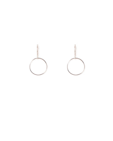 Crystal Silver Tone Pave Bar Drop Circle Earrings