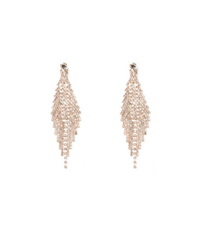 Crystal Rose Gold Tone Encrusted Tassel Drop Earrings