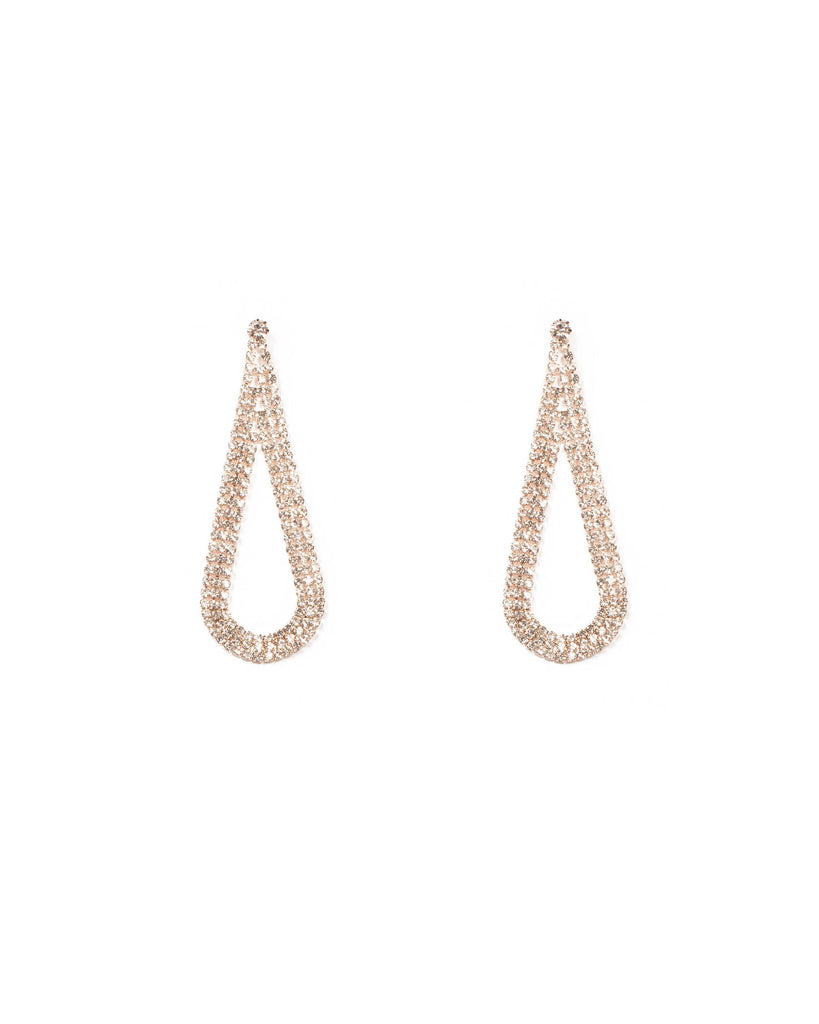 Crystal Rose Gold Tone Pave Teardrop Statement Earrings