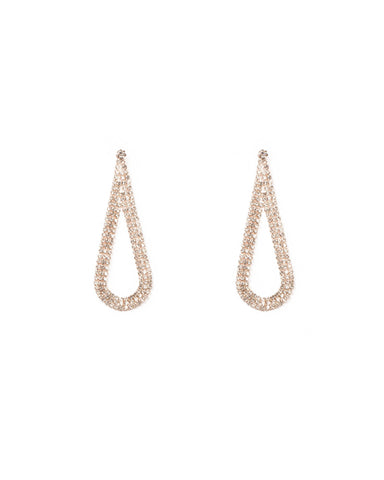 Crystal Rose Gold Tone Pave Teardrop Statement Earrings