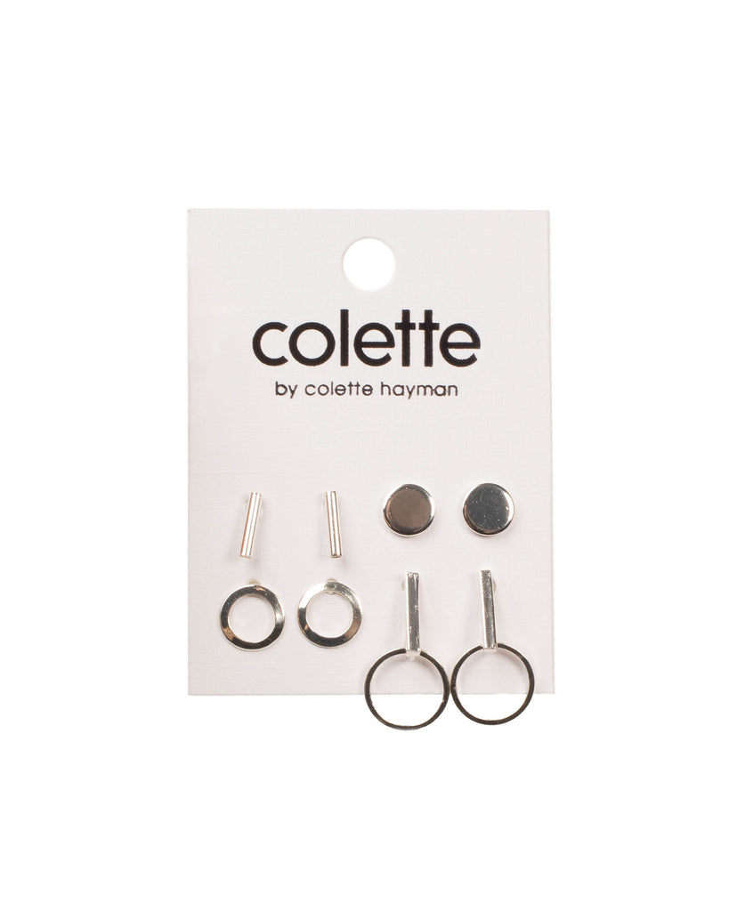 Silver Tone Metal Mixed Stud Earring Pack
