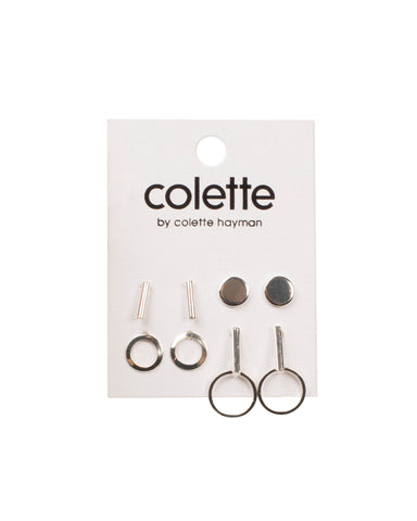 Silver Tone Metal Mixed Stud Earring Pack