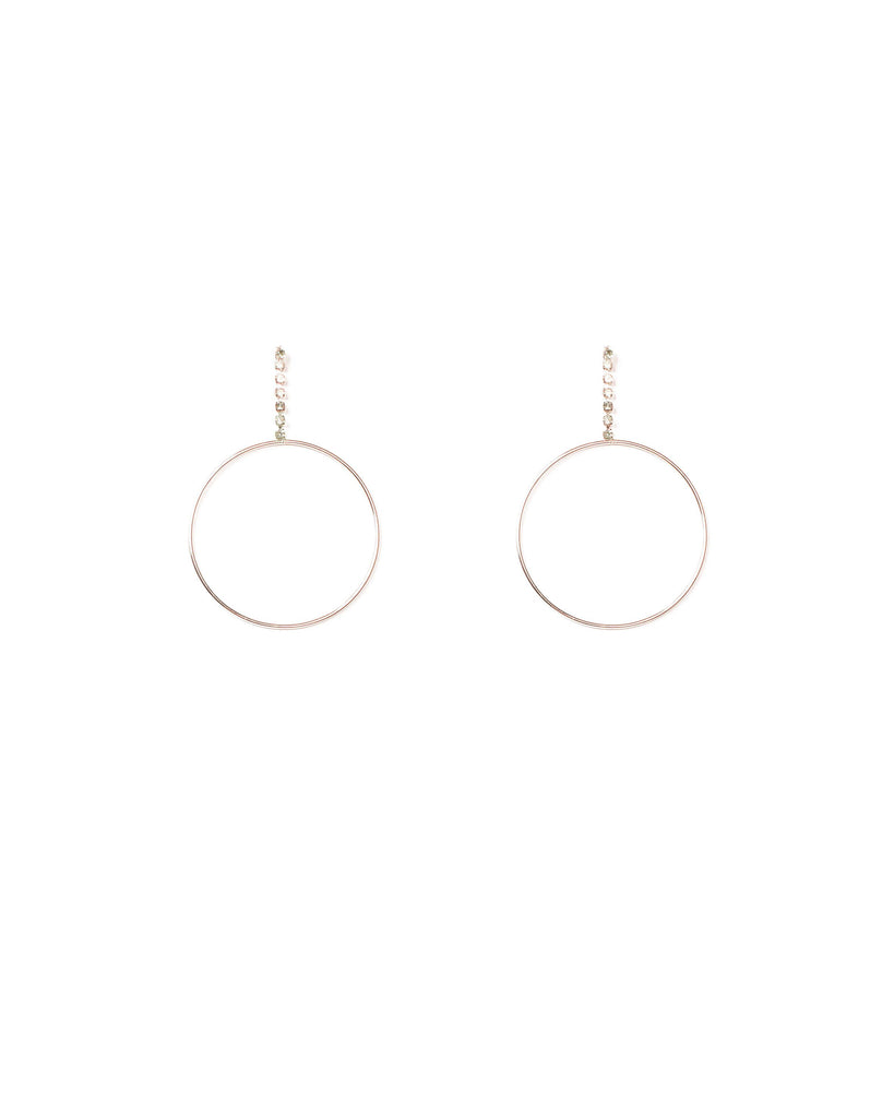 Crystal Rose Gold Tone Chain Circle Drop Earrings