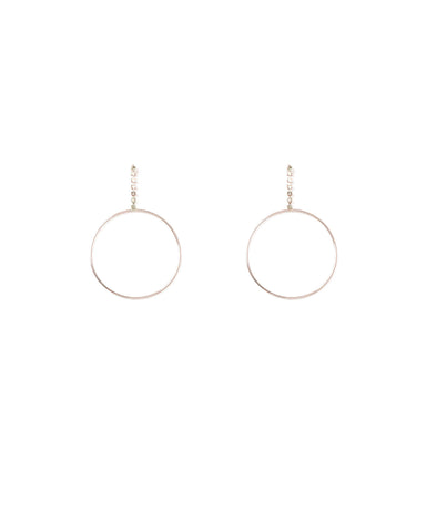 Crystal Rose Gold Tone Chain Circle Drop Earrings