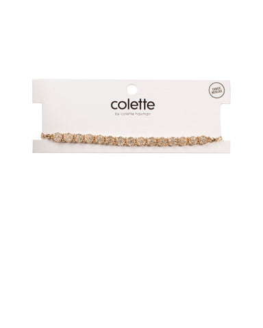 Crystal Gold Tone Pave Flower Choker Necklace