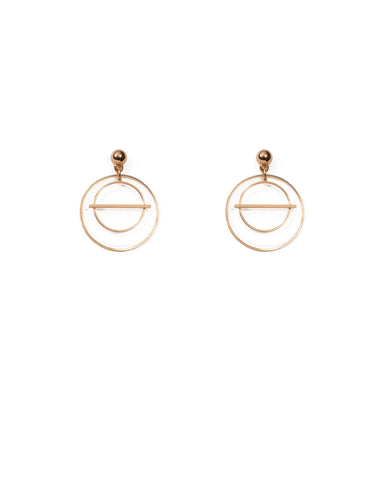 Gold Tone Multi Circle Drop Earrings