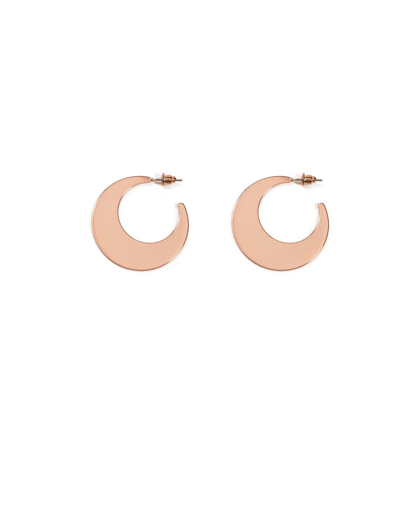 Rose Gold Tone Wide Metal Hoop Earrings