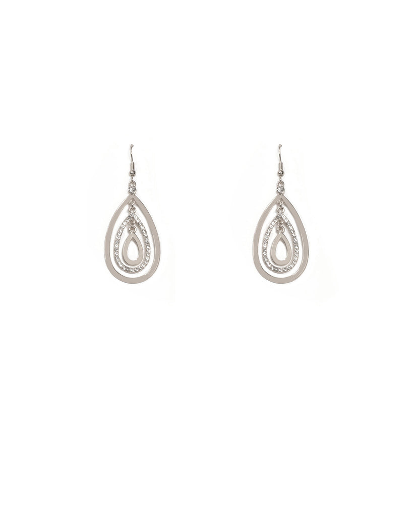 Crystal Silver Tone Multi Metal Teardrop Earrings