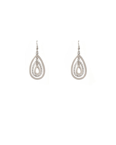Crystal Silver Tone Multi Metal Teardrop Earrings