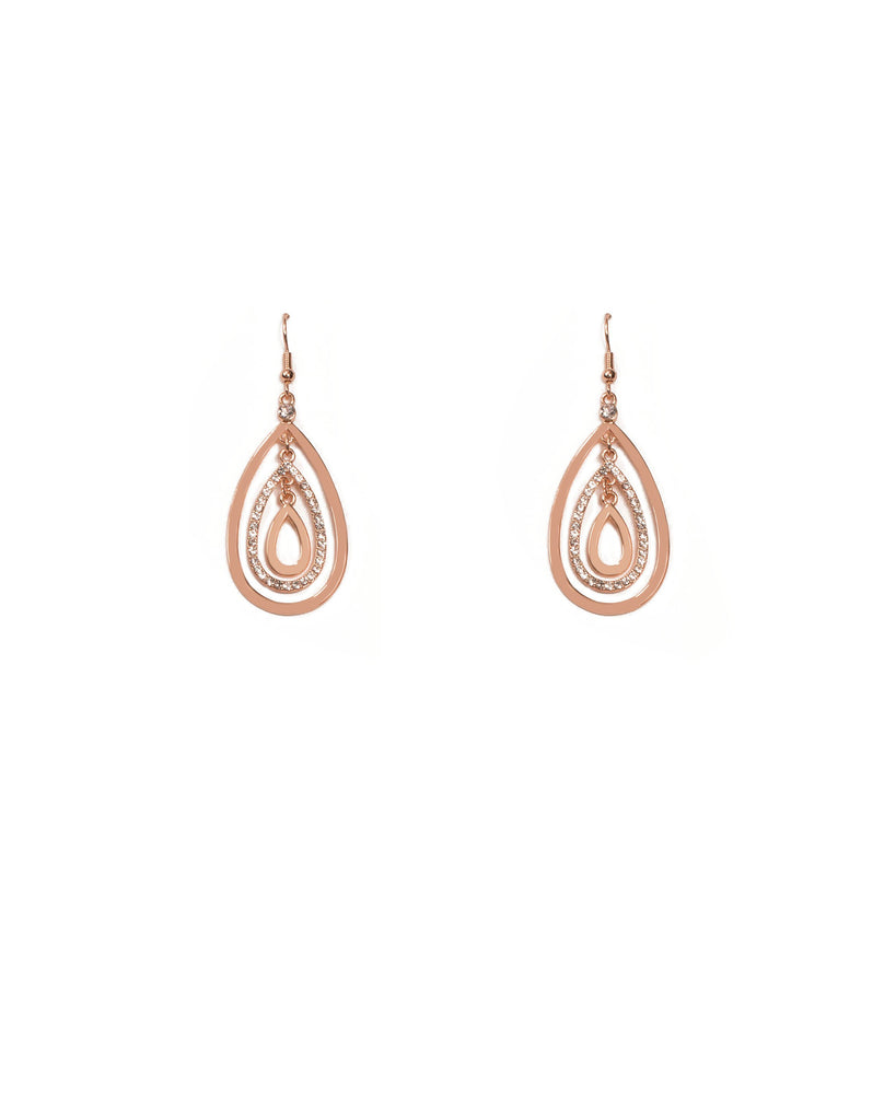 Crystal Rose Gold Tone Multi Metal Teardrop Earrings
