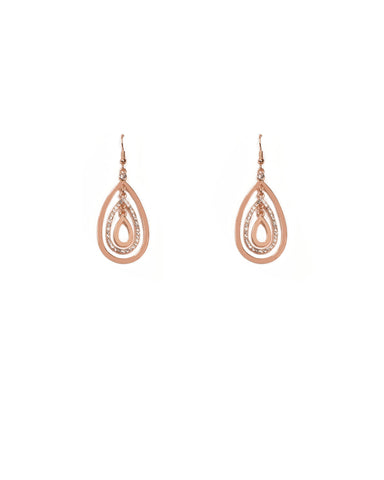 Crystal Rose Gold Tone Multi Metal Teardrop Earrings