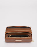 Tan Double Zip Around Wallet