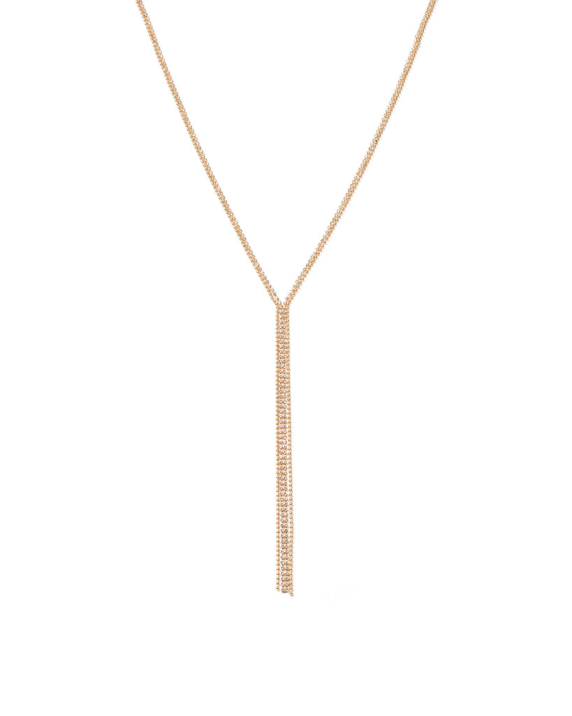 Crystal Gold Tone Diamante Ball Chain Lariat Necklace