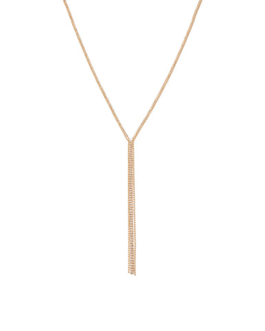 Crystal Gold Tone Diamante Ball Chain Lariat Necklace