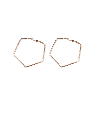 Rose Gold Tone Metal Hexagon Hoop Earrings