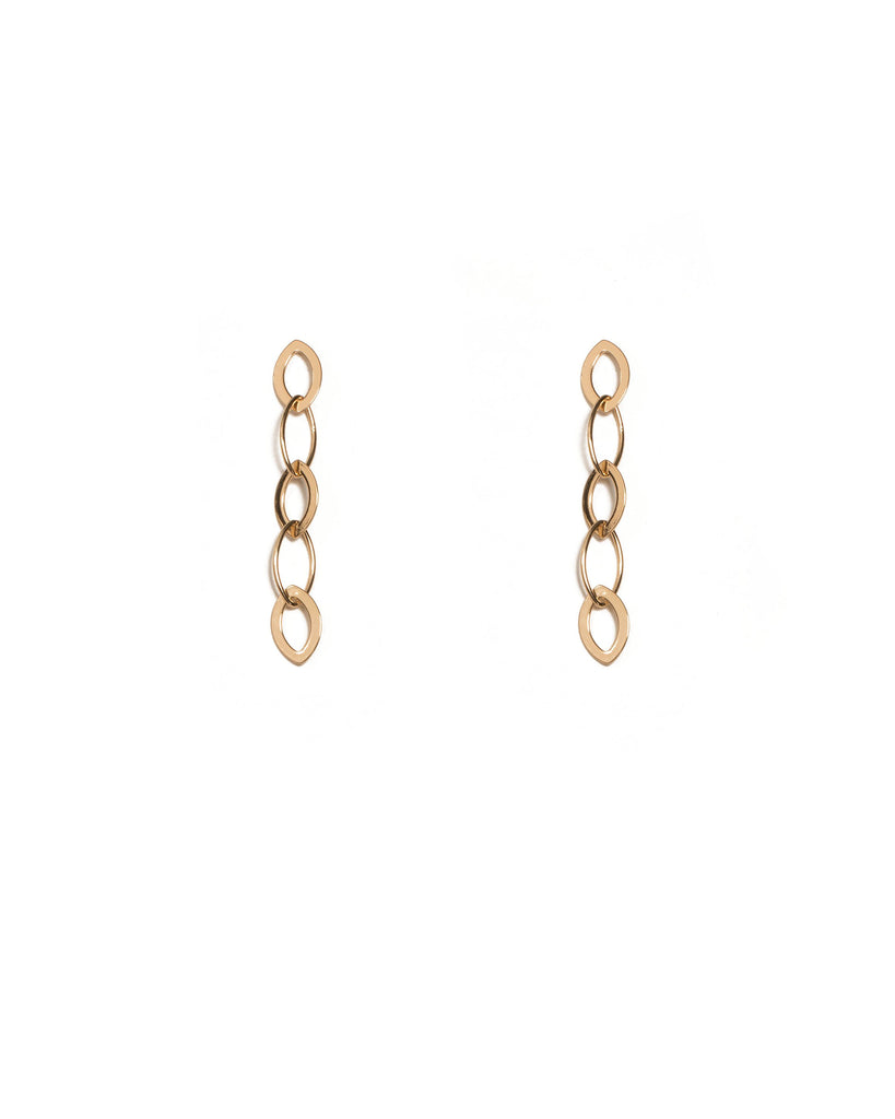 Gold Tone Multi Metal Chain Drop Earrings