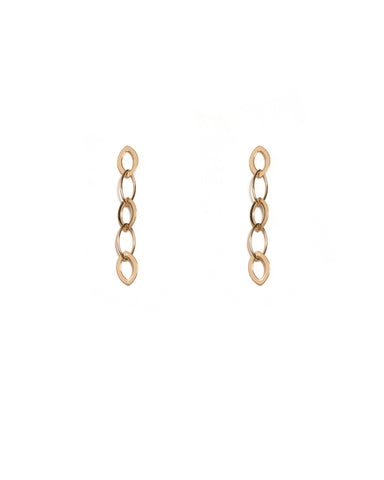Gold Tone Multi Metal Chain Drop Earrings