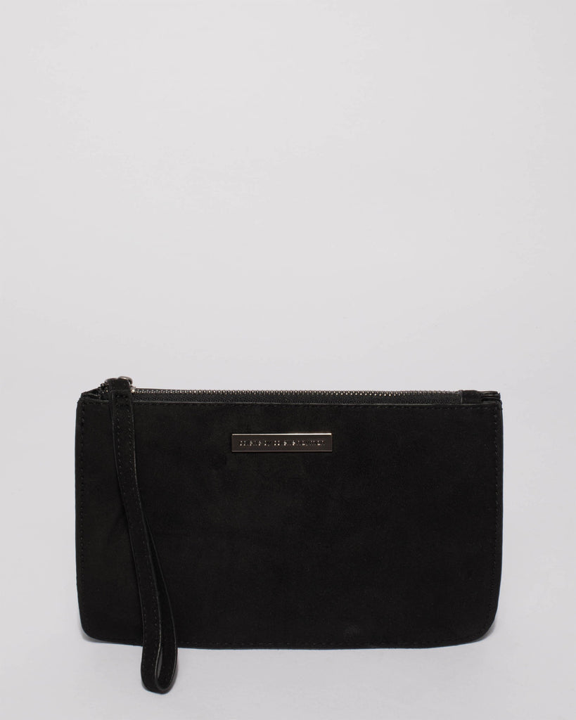 Black Velvet Willow Wristlet Clutch Bag
