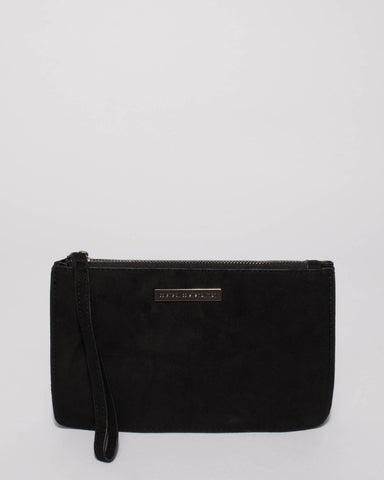 Black Velvet Willow Wristlet Clutch Bag