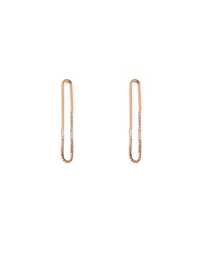 Crystal Rose Gold Tone Chain Loop Drop Earrings