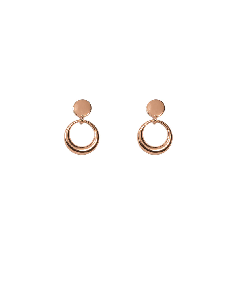 Rose Gold Tone Mini Hoop Drop Earrings