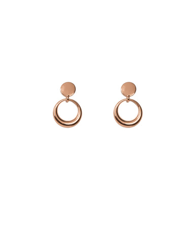 Rose Gold Tone Mini Hoop Drop Earrings