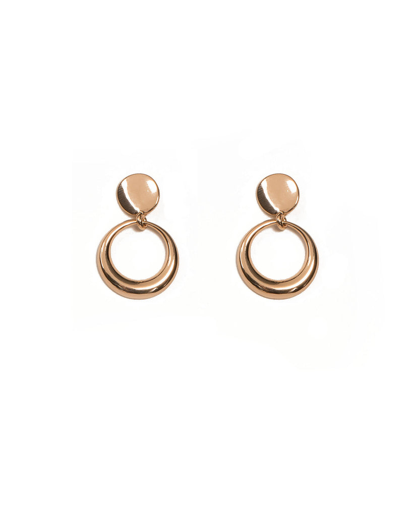 Gold Tone Mini Hoop Drop Earrings