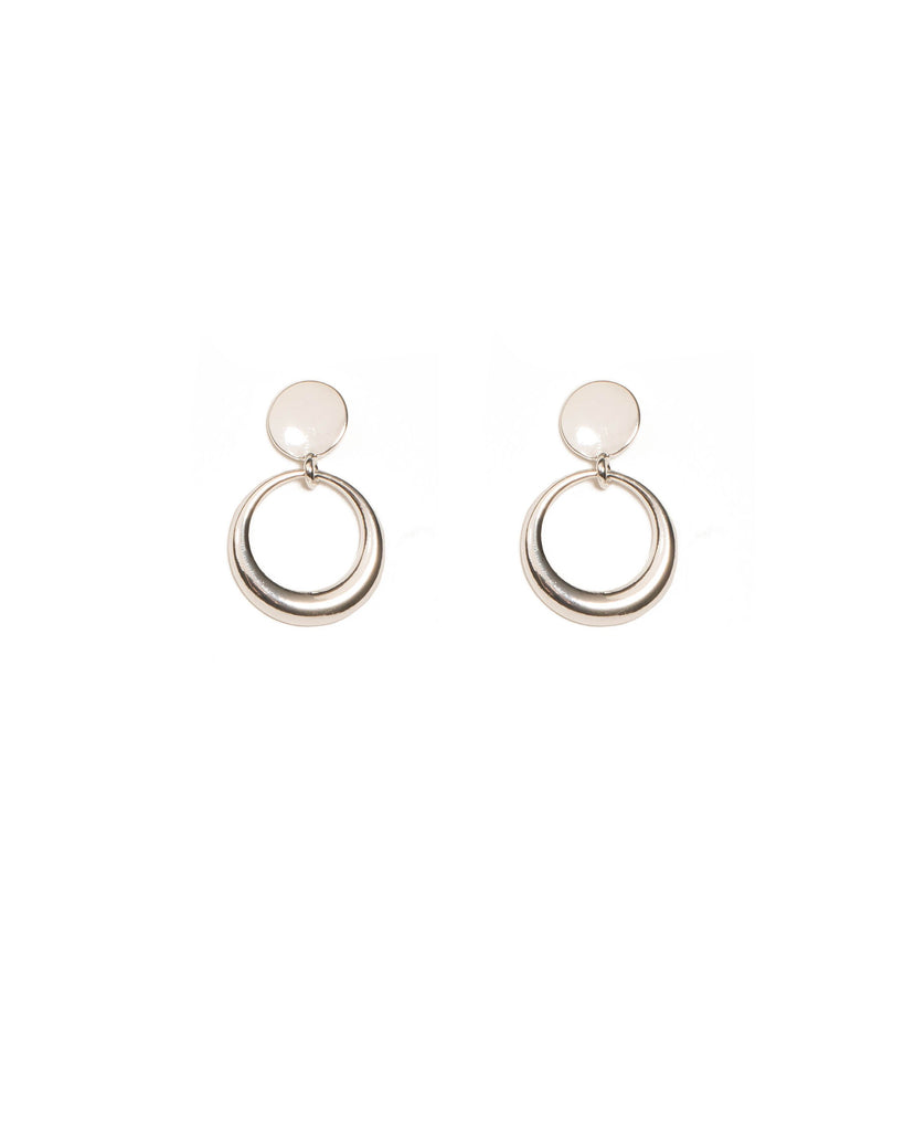 Silver Tone Mini Hoop Drop Earrings