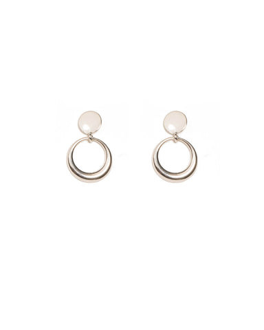Silver Tone Mini Hoop Drop Earrings