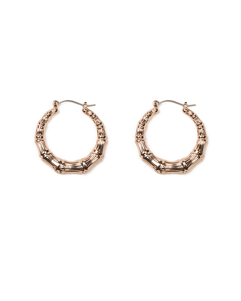 Rose Gold Tone Textured Hoop Earrings