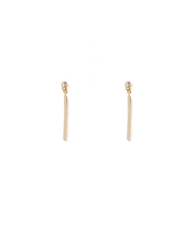 Crystal Gold Tone Metal Bar Drop Earrings